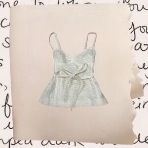 linen bow accent camisole tie top